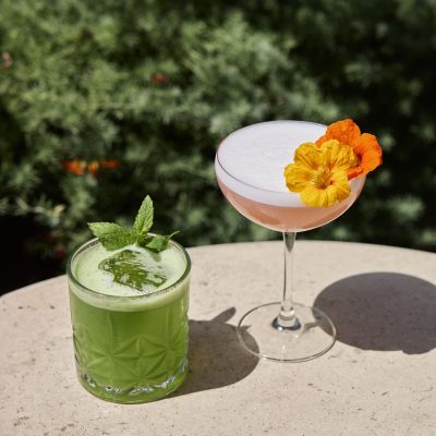 Cocktails on the table in the garden