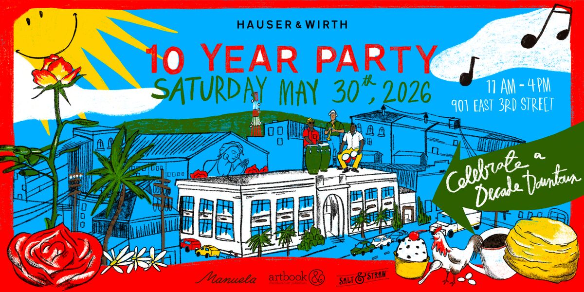 Colorful graphic for 10 year party at Manuela and Hauser & Wirth